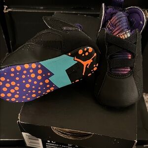 Jordan 7 Infant Sneakers Black with Purple and Orange